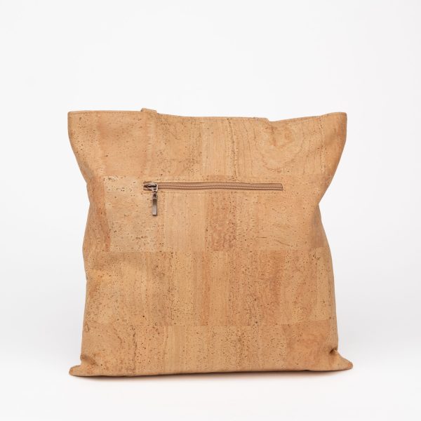 Shopping bag with pocket in gold camouflaged cork