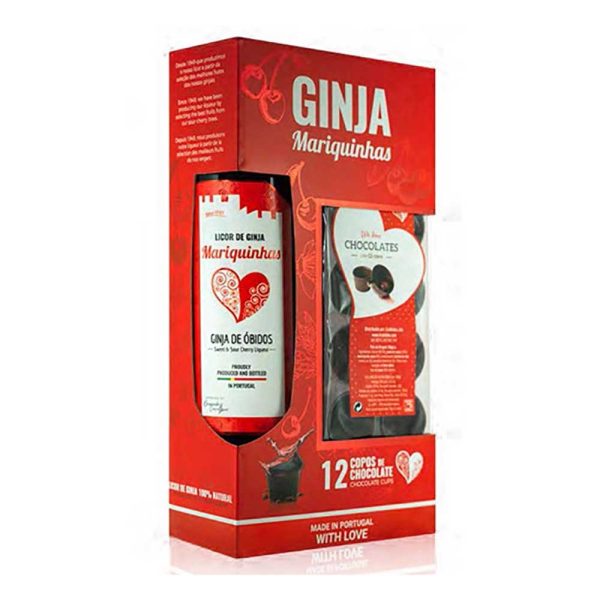 Mariquinhas Ginja Liqueur with 12 Chocolate Cups